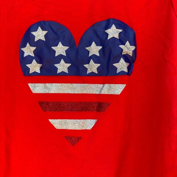 Girls Red American Flag Heart Tank Top Sleeveless Cotton Blend Size S Patriotic - Picture 3 of 7